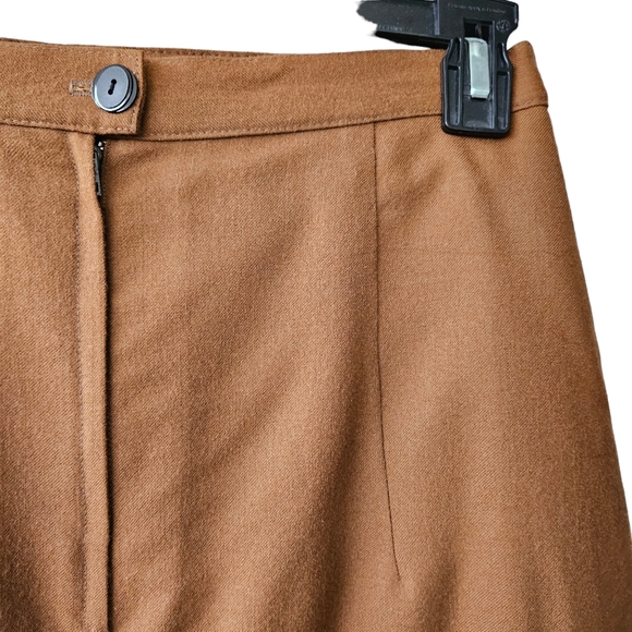 Vintage straight midi skirt hand made cinnamon brown wool blend lined size M - Picture 6 of 9